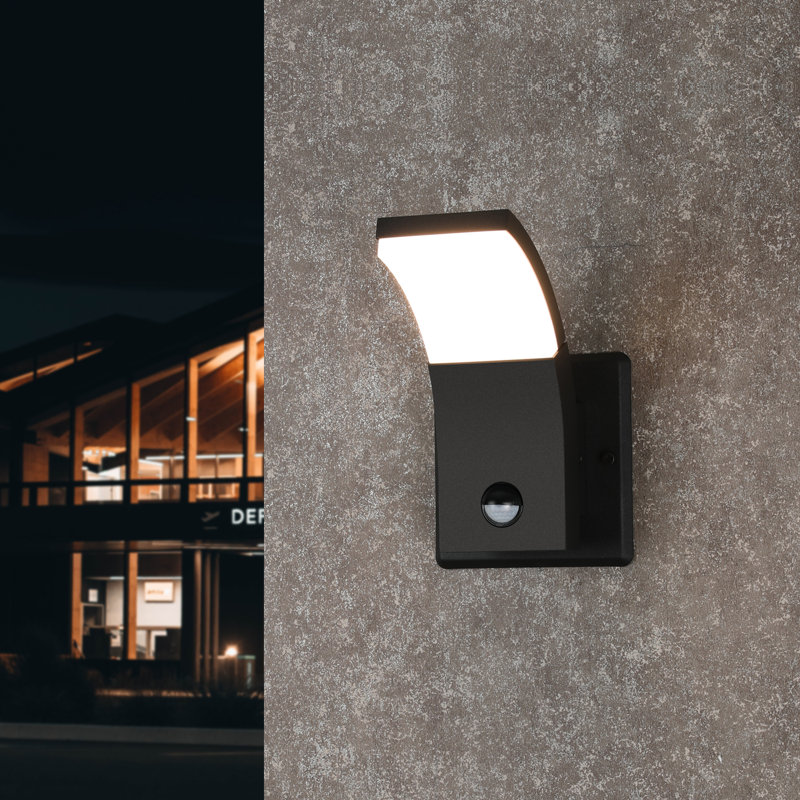 Saliha Wall Light Outdoor PIR Sensor LED Wall Mount Lamp Arc Wall Sconce Lighting with Motion Sensor, Black
