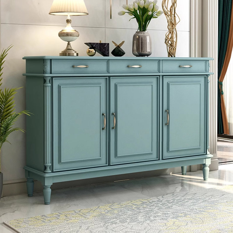 Banc de rangement bleu en bois manufacturé, Bleu