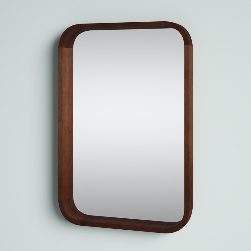 Gravley Wood Flat Mirror, 30" x 20", Walnut Brown