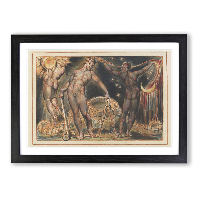 Jerusalem Plate by William Blake - Picture Frame Painting, 36cm H x 48cm W x 2cm D, Black