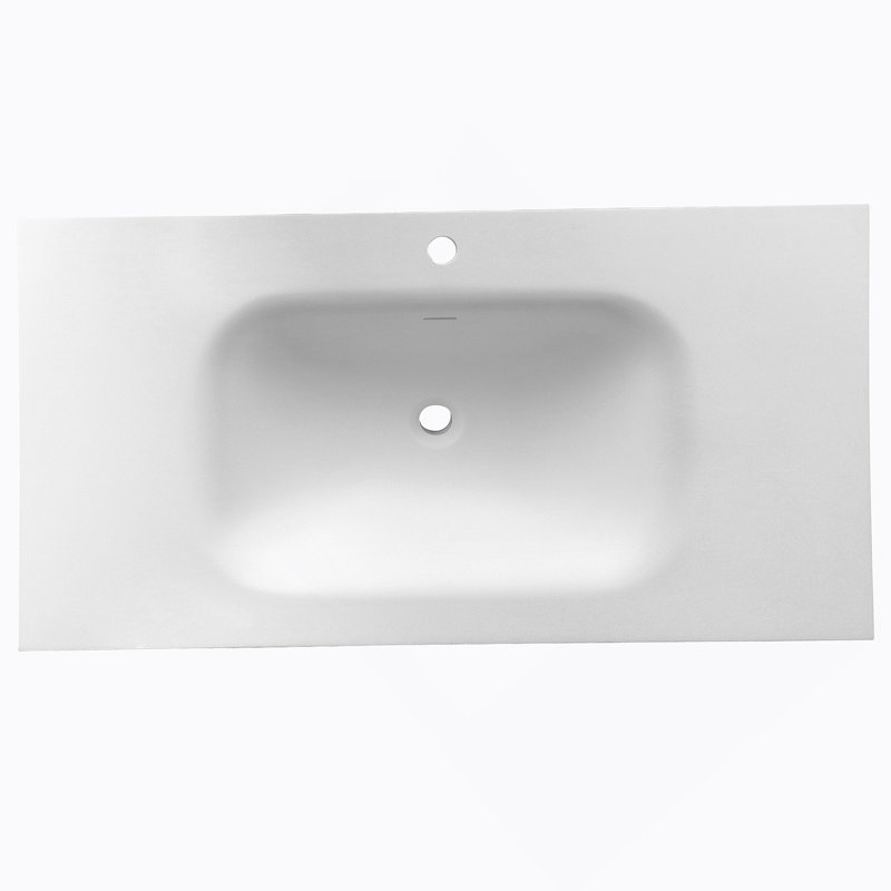 Lavabo de salle de bain à surface solide en pierre de pierre
