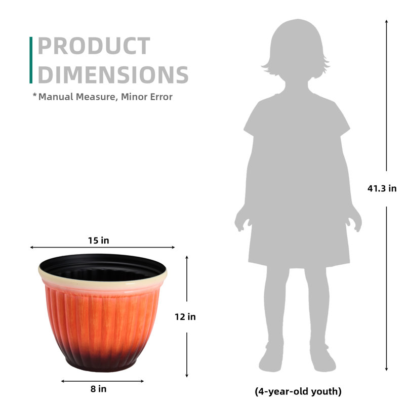 Pots de fleurs ronds artisanaux de 15 pouces avec trous de drainage pour une utilisation intérieure et extérieure (ensemble de 2)