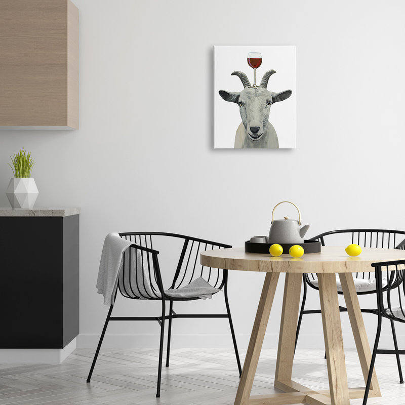 Portrait d'un verre de vin en chèvre monochrome par Coco de Paris - Peinture, Toile tendue, H 20 po x l 16 po x P 1,5 po
