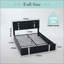 Lit plateforme relevable avec rangement intégré, revêtu de similicuir, tête de lit DEL RVB réglable, ports de chargement USB-C et sommier à lattes métalliques, lit moderne à assistance hydraulique-167360284-167360286
