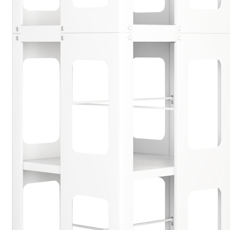 , 4 All Rotating Bookshelf, 360 Wheels, New Style White, Arc-Shaped Corners, Space Solution, Simple Setup Process Space,