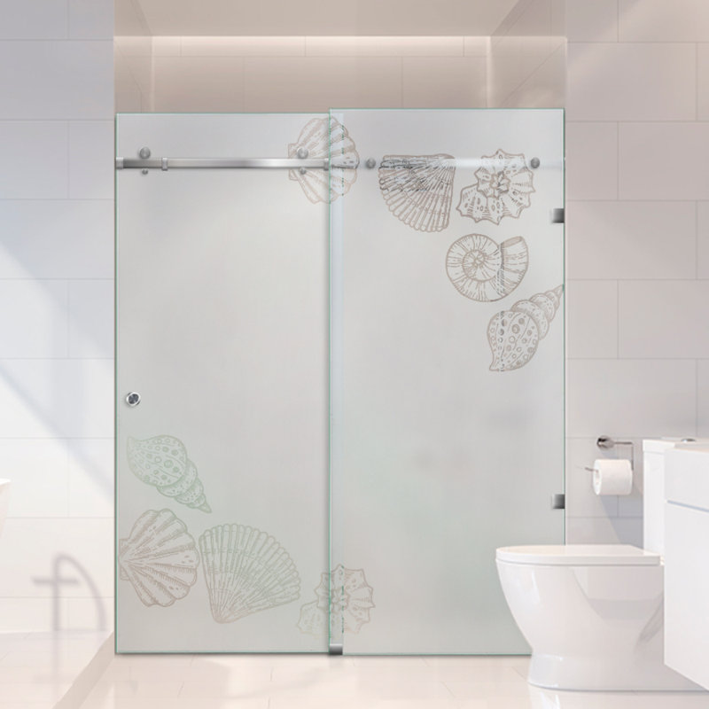 Portes de verre de douche coulissantes sans cadre l 58 po x H 80 po, Gauche, Semi-privé