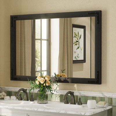 Amara Rustic Farmhouse Solid Wood Framed Tempered Glass Wall Mirror with 5-Year Warranty