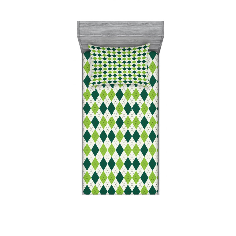 Microfiber Geometric Sheet Set, Twin Sheet Set with Fitted Sheet