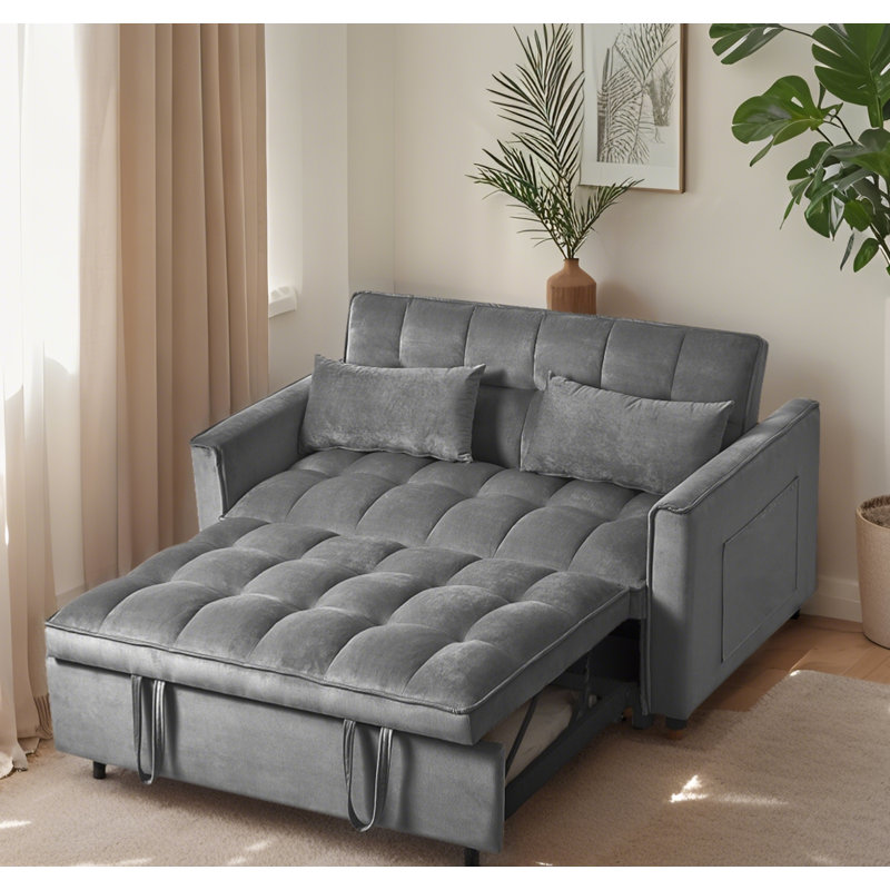 3 In 1 Convertible Sleeper Sofa Bed, Gray