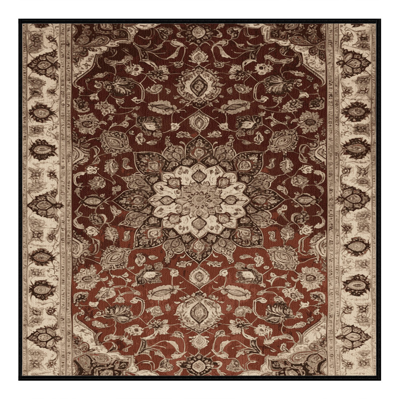 Machine Washable Persian Brown Area Rug, Square 3'