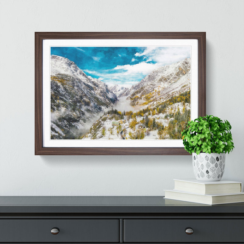 Mountain View in France - Picture Frame Photograph Print, Walnut Framed, 33cm H x 45cm W x 2cm D