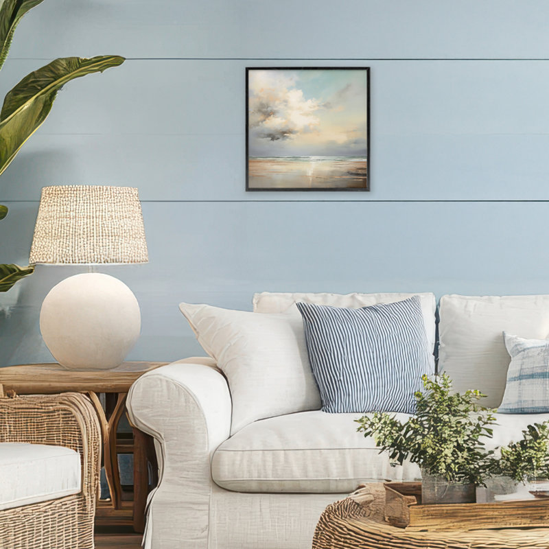 Giclée encadrée Tranquil Blue Shores, design par Raymond Powers, Giclée encadrée noir minuit, H 12 po x l 12 po