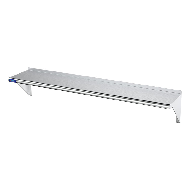 Tablette murale utilitaire en métal., H 11 po x l 60 po x P 12 po, Acier inoxydable
