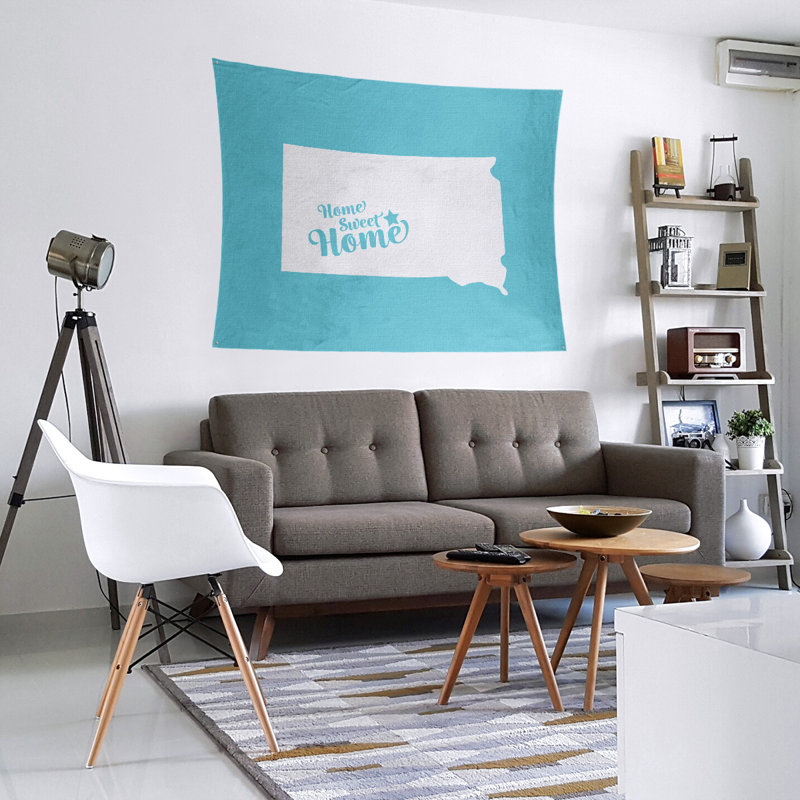 Tapisserie Home Sweet Pierre, H 60 po x l 51 po, Bleu sarcelle