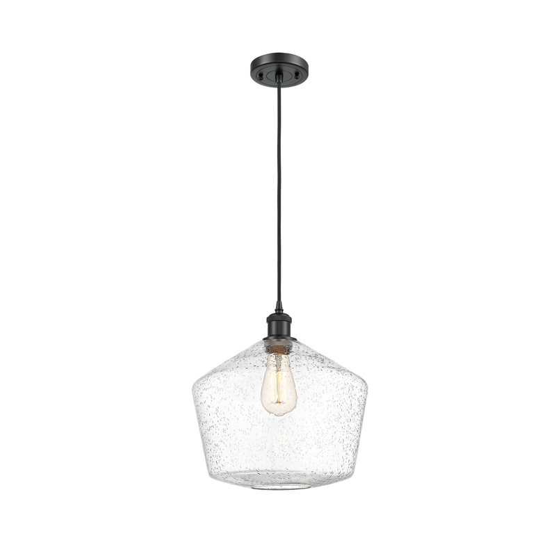 Luminaire suspendu simple à 1 lumière Gabbie, Noir mat