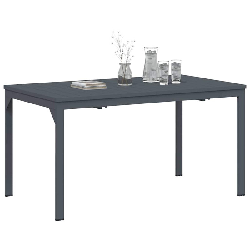 Patio Table Extendable Anthracite Powder-Coated Steel Modern Furniture