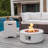 Outdoor Round Concrete Propane Fire Pit Table with Tank Cover