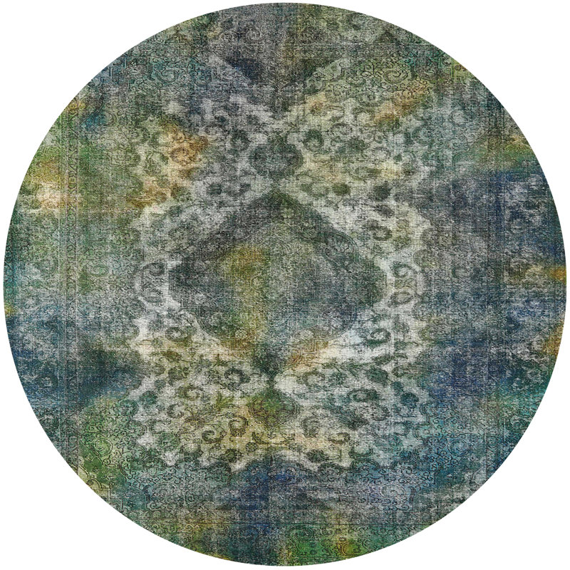 Tapis marocain tissé à la machine, Rond 8 pi