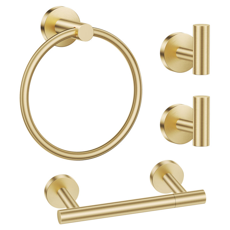 4-piece Bathroom Hardware Set, Brushed Gold