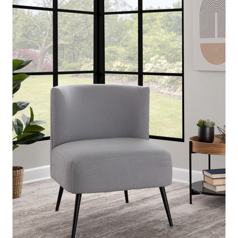 Upholstered Slipper Chair, Light Gray