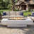 72" Outdoor Propane Fire Table – 60,000 BTU, White Stone-Look Finish, Detachable Tank Cabinet & Wind Guard
