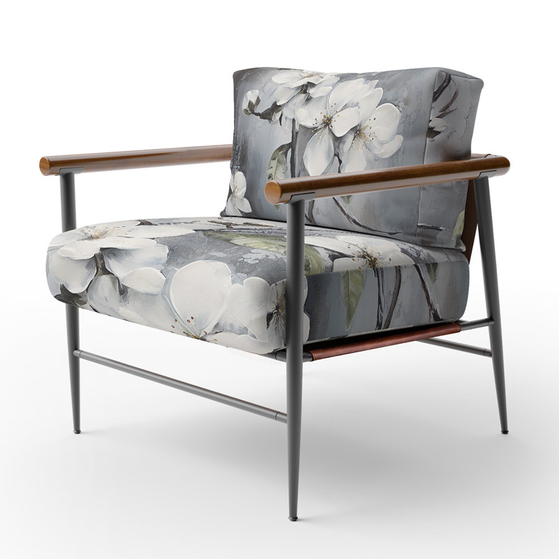 Cruse - Upholstered Apple Blossom Accent Arm Chair, Black