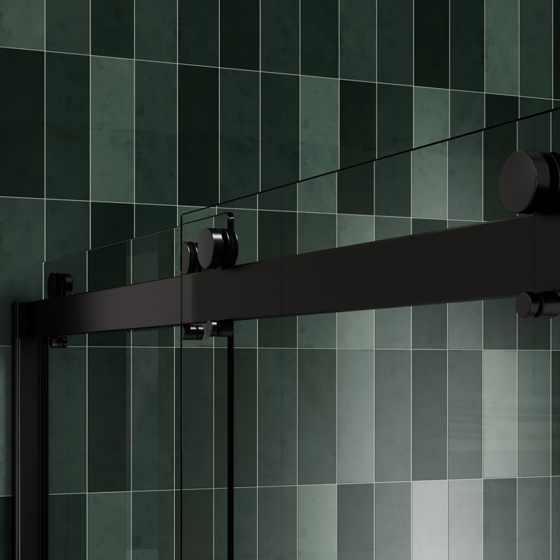 Porte de douche bypassée noir mat - verre trempé 5/16 po, système de glissement en douceur Collision, traitement Nano Easy Clean, double avec option de verre 6074