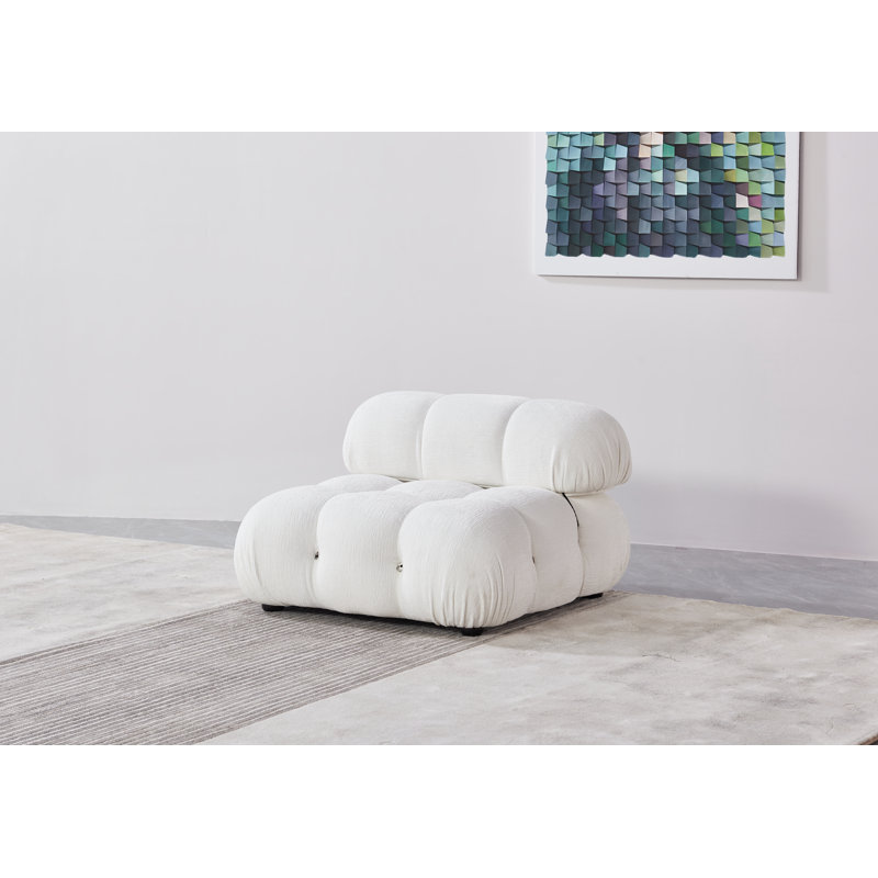 Adelene Upholstered Accent Chair, White Chenille