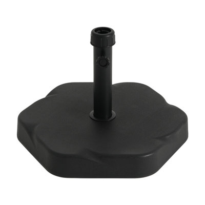 Black Hexagonal Outdoor Patio Umbrella Base, 65 Pound Heavy Duty Concrete Filled Resin Stand for 32mm to 48mm Poles, Weatherproof for Backyard and Poolside