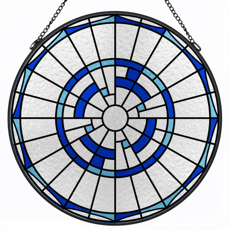 Vitrail de vitrail circulaire 7,8 "H, H 7,8 po x l 7,8 po
