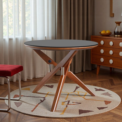 Bureau rond noir rétro de style roche durable