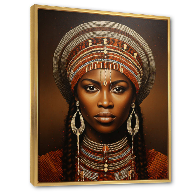 Syan World Cultures Samburou Beauté III, H 32 po x l 16 po x P 1 po, Cadre flottant doré