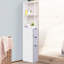 Armoire tour en lin de 54 po de hauteur - rangement de salle de bain avec 2 tablettes et tiroirs, étagère de rangement blanche à niveaux, organisateur de plancher étroit pour les fournitures