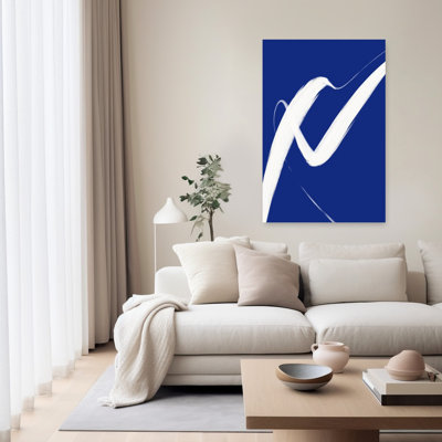 Impression d'art mural abstrait et minimaliste contemporain « Danse tourbillonnante bleue »