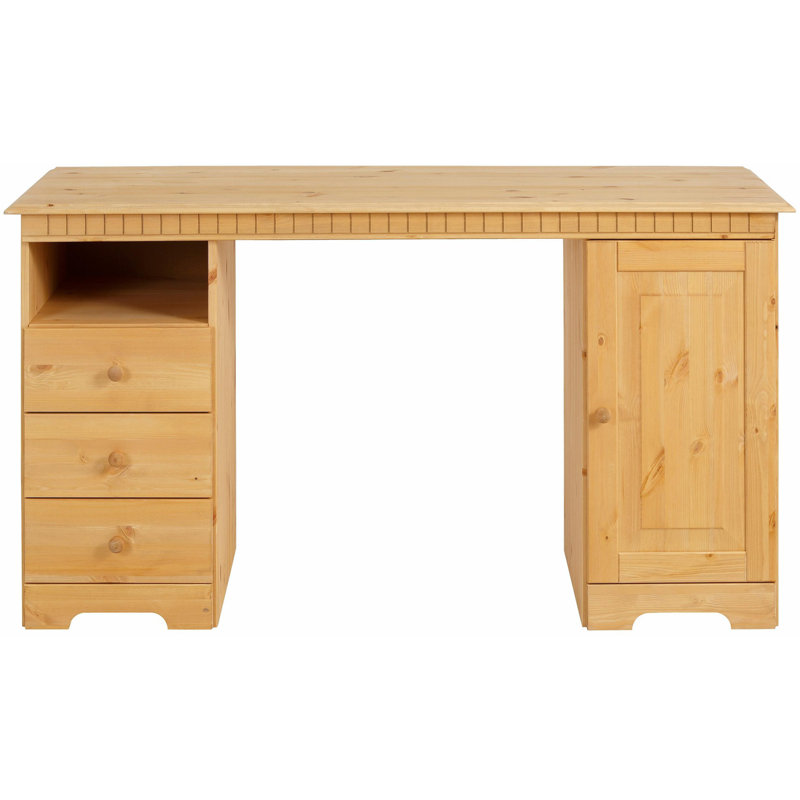 Yassine Solid Wood Writing Desk, Stain Wax