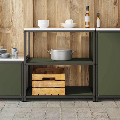  Kitchen Storage Shelf With Shelf With Storage Olive Green Steel