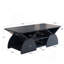 Table basse moderne en bois d'ingénierie avec coins arrondis et tablettes ouvertes pour un salon et une salle de réception sans encombrement-129385158