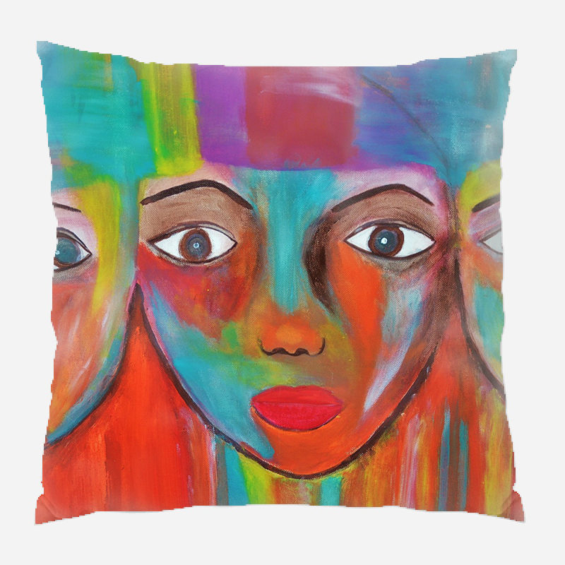 Coussin décoratif à peinture, Microsuède, Intérieur