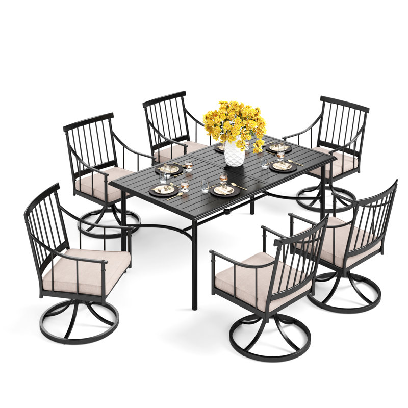 Salem 6 - Person Patio Dining Set with Rectangular Table , Cushions Included