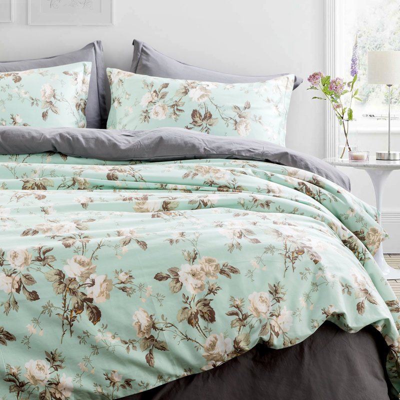 Sateen Floral Duvet Cover, Twin Duvet Cover + 1 Pillow Case