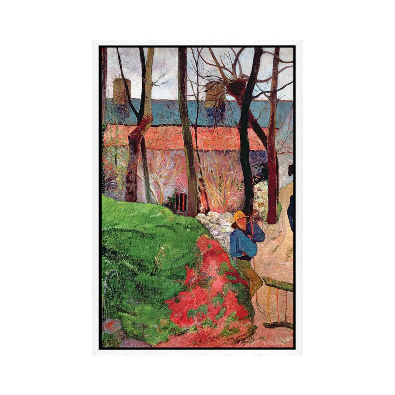 Cottage At Le Pouldu, 1890 by Paul Gauguin - Painting on Canvas, White Framed, 101.6cm H x 66.04cm W x 3.81cm D