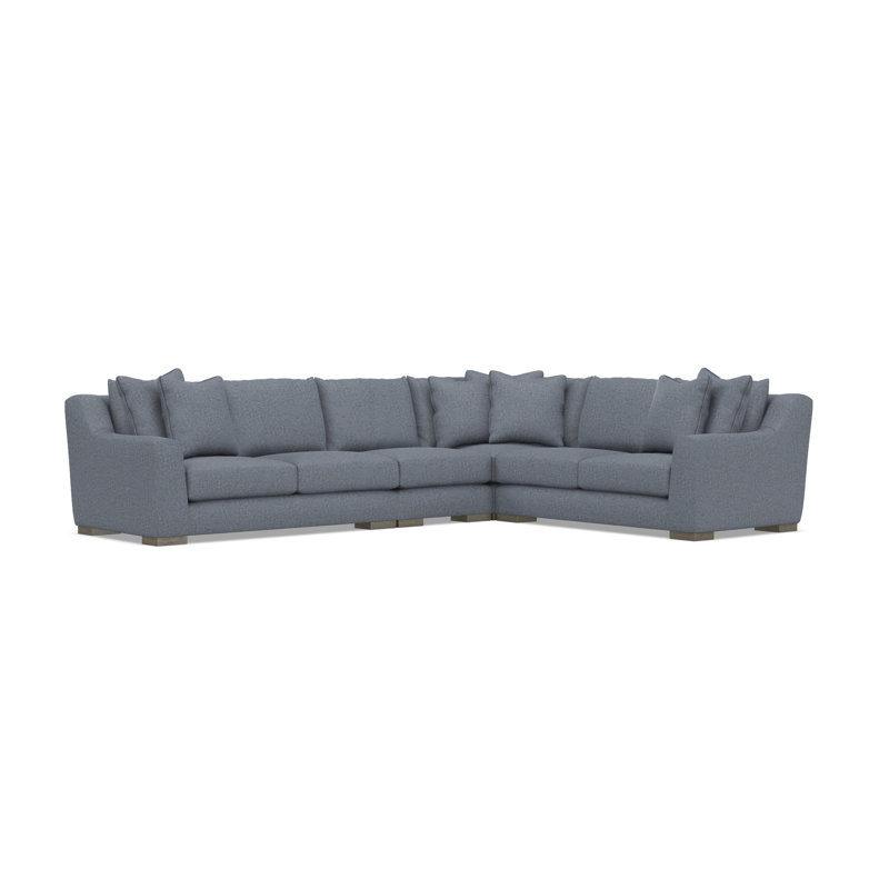 Gabi 5-Piece Fabric Sectional, Teal Polyester, 35" H x  140" W x 110" D, Right Hand Facing