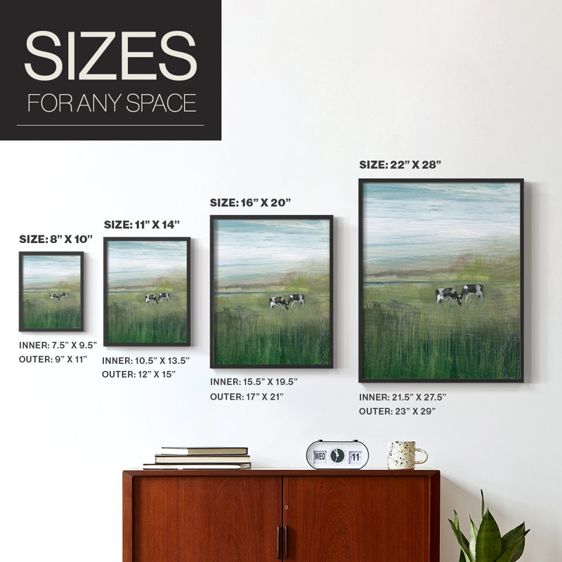 «Out to Pasture I», reproduction encadrée - bois massif, Cadre simple noir, H 28 po x l 22 po