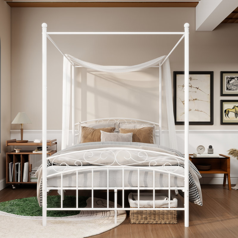 Jasalyn Metal Canopy Bed, Full, White