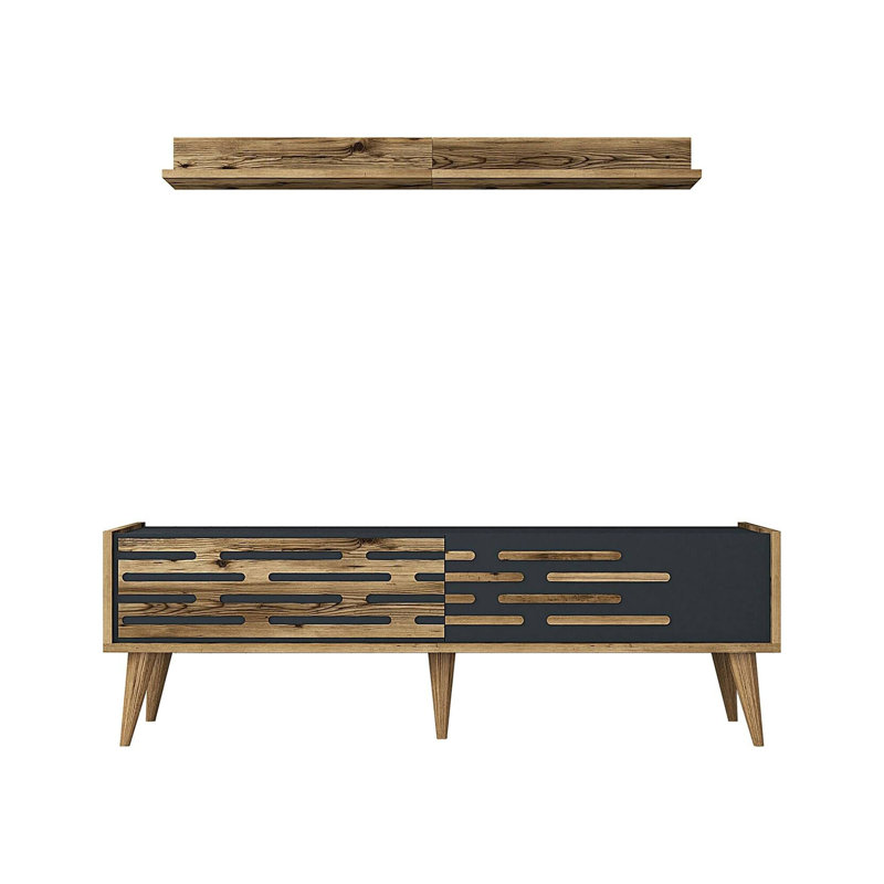 Sveinn Unfinished TV Stand for TVs up to 60", Walnut/Anthracite