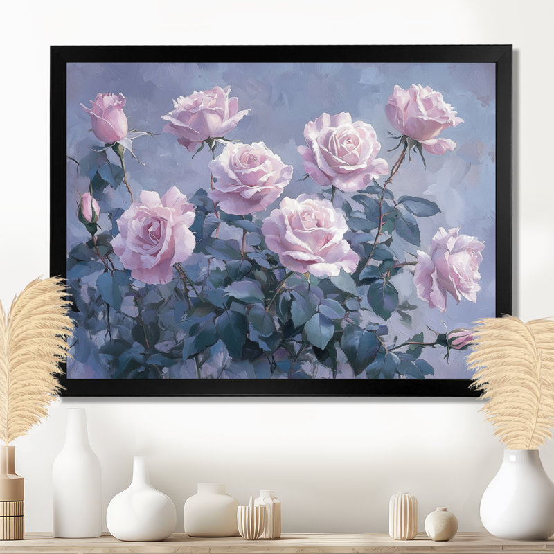 Ikram - Floral Wall Art, Single Picture Framed Print, Black, 12" H x 20" W