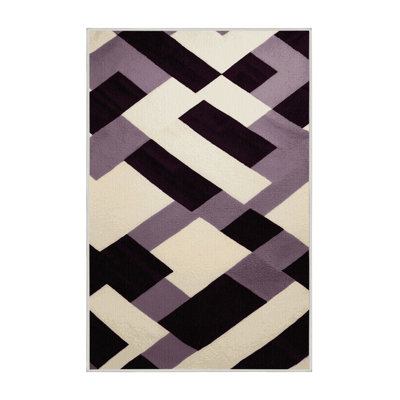 Machine Washable Checkered Beige Area Rug