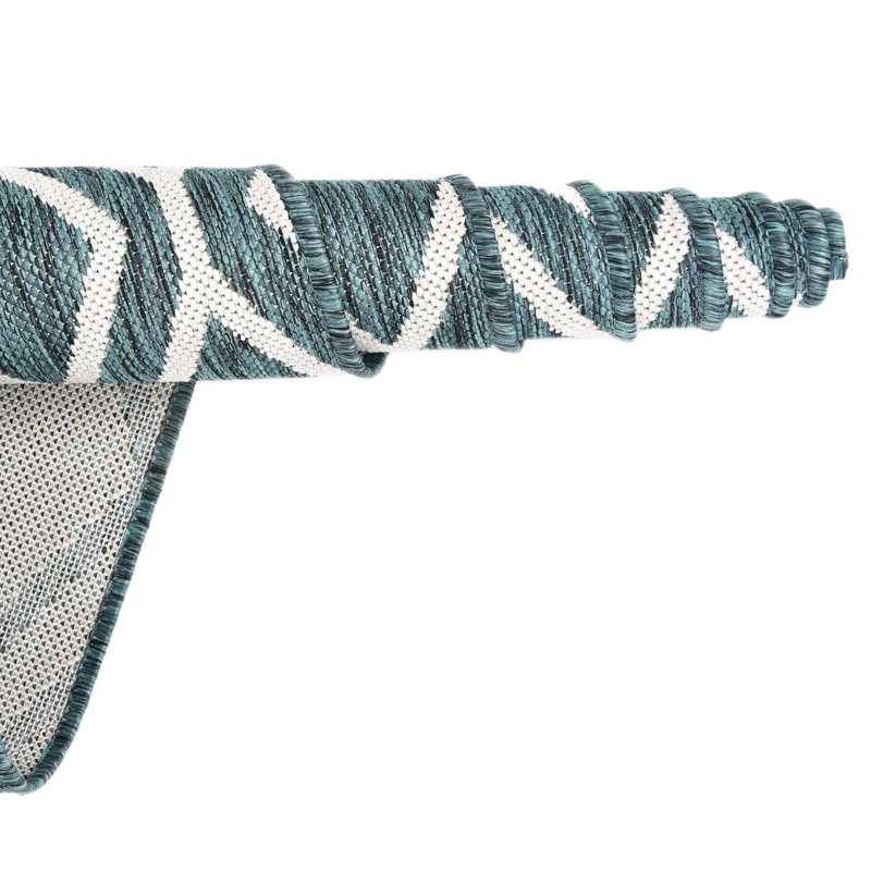 Turks and Caicos Indoor/Outdoor Rug, Round 6'7", Teal