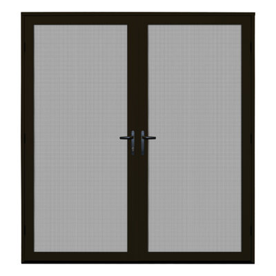 Titan 32 In. X 80 In. Surface Mount Almond Ultimate Security Screen Door With Meshtec Screen