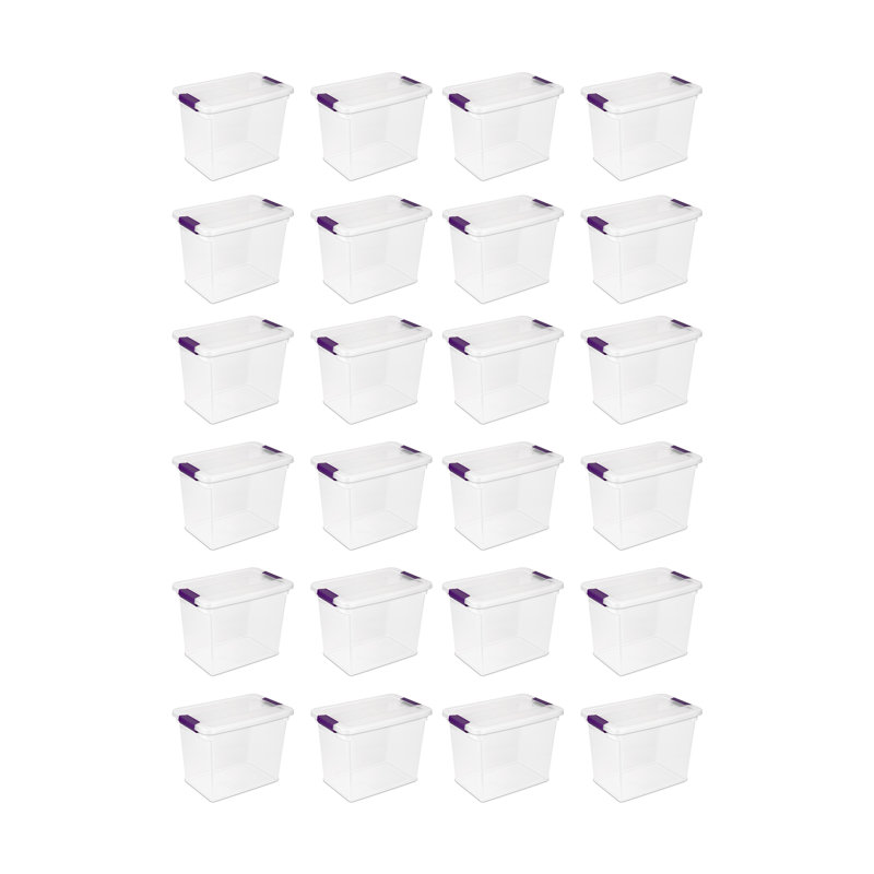 Sterilite 27 Qt ClearView Latch Storage Stackable Bin with Latching Lid, 24 Pack